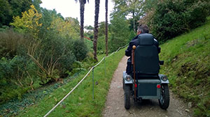 Man in mobility scooter in Glendurgan Garden
