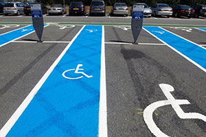 Disabled parking bays that can only be used if you have blue badges