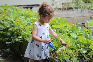 Girl in sensory garden at school