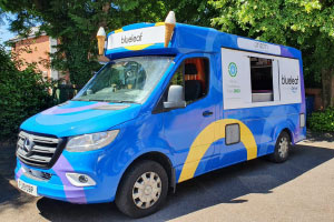 Ontex Bluelead Ice cream van for continence care roadshow