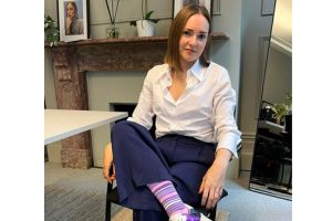 Victoria Jenkins wearing purple socks