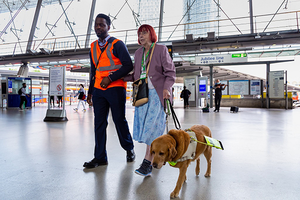 blind customer at train station